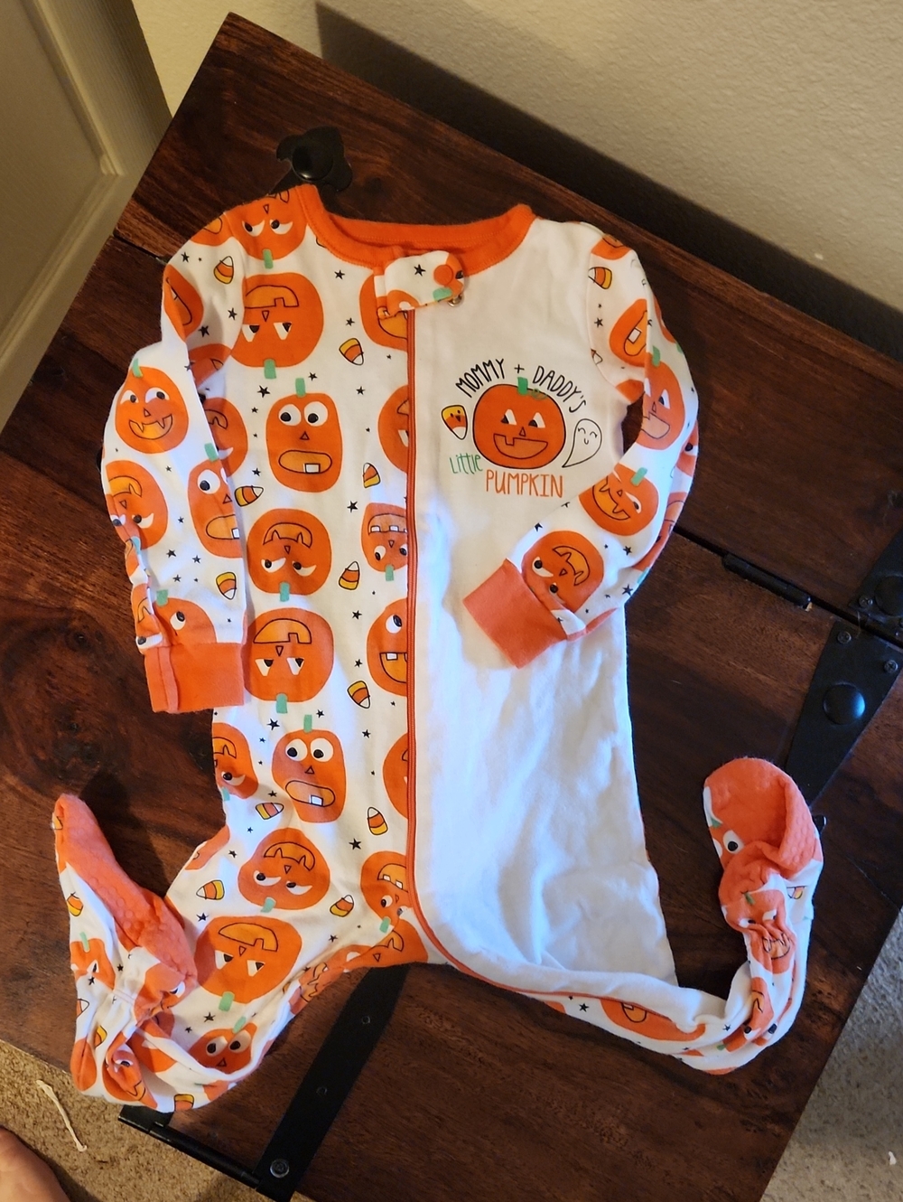 Place Little Pumpkin Halloween Footed One-Piece Sz 24 Months